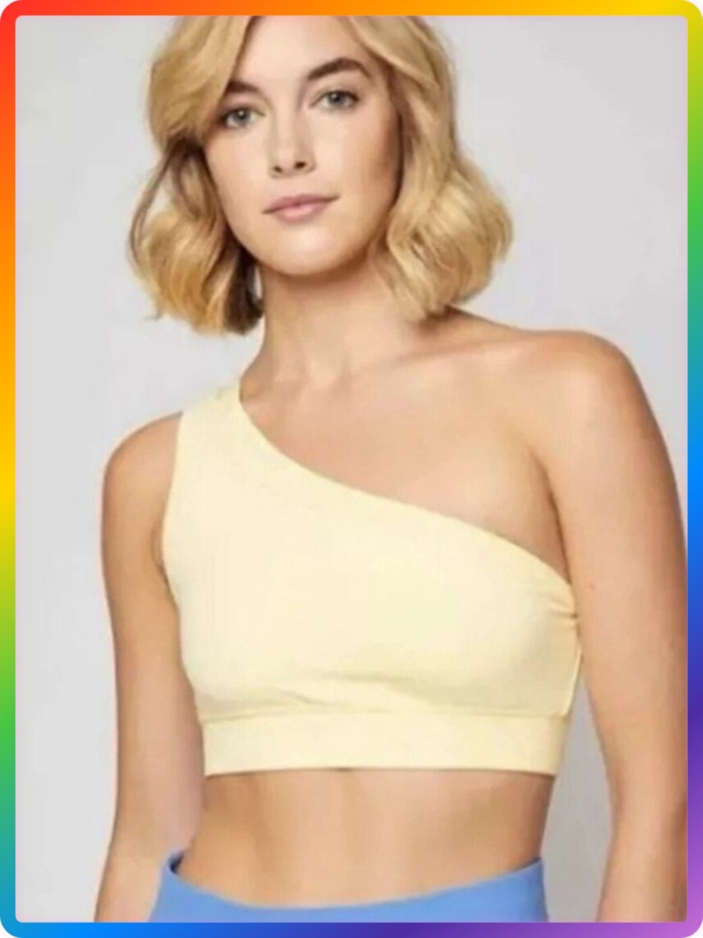Fourlaps Solo Sports Bra Banana Yellow Compression Workout Size L NWT